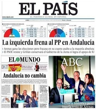 La prensa destaca la victoria insuficiente del PP en Andalucía