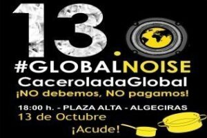 Plaza Alta de Algeciras. Cacerolada Global. No debemos, no pagamos"