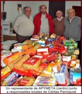 La asociación APYMETA entregó a Cáritas alimentos de su rifa solidaria"