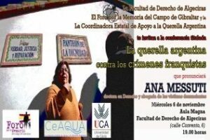 La abogada de la querella argentina contra los crímenes franquistas dará una conferencia en Algeciras
