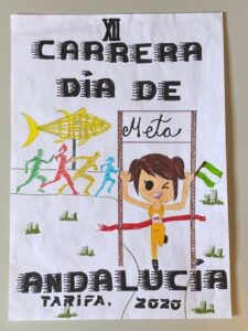 Un dibujo de Paola Campos, alumna del 'Virgen del Sol', ilustra la carrera del Día de Andalucía