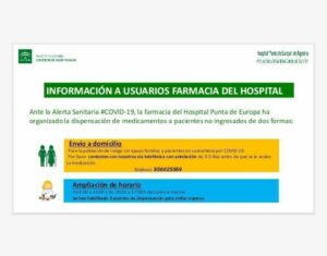 La farmacia del hospital envía medicación a domicilio a pacientes en cuarentena y a la población de riesgo