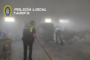 Una Lavandería del Polígono de la vega de Tarifa sufre un incendio