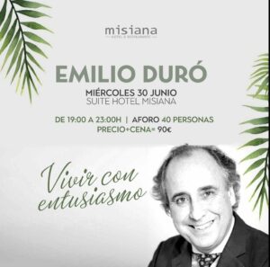 El día 30 podrás escuchar, cenar y charlar con Emilio Duró en Tarifa