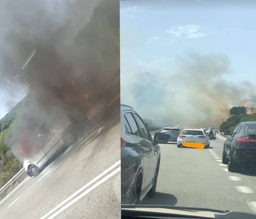 ESTA PASANDO: Cortada la Nacional 340 entre Algeciras y Tarifa por un incendio