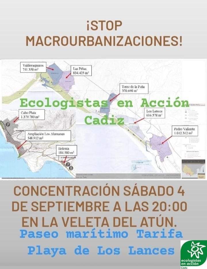 Ecologistas en Acción convoca en Tarifa una concentración: STOP MACROURBANIZACIONES 
