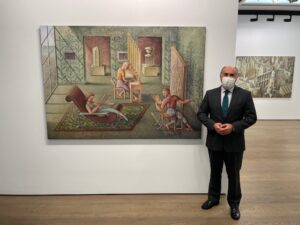 Landaluce visita en Madrid la exposición del tarifeño Pérez Villalta