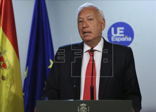 El ministro de Exteriores español, José Manuel Garcia-Margallo, da una rueda de prensa en el ámbito de su participación en el Consejo de Ministros de Asuntos Exteriores de la UE en Bruselas (Bélgica) . EFE/Archivo
