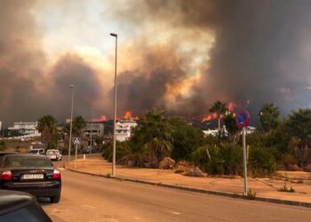 Un guardia civil herido al ser atropellado en la evacuación del incendio de Tarifa