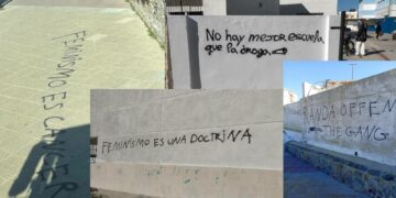 Pintadas contra en feminismo en Tarifa